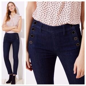 LOFT High Rise Dark Blue Jeans with Button Details, EUC, SZ 10